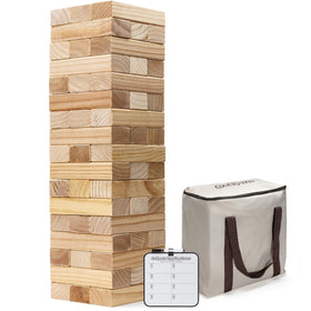GoSports 3ft giant toppling tower blocks assembled for dramatic gameplay