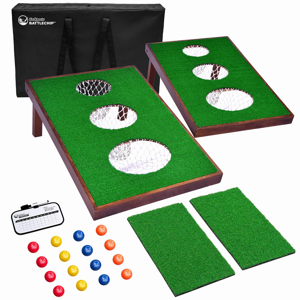 GoSports BattleChip Versus targets in a sunny backyard for quick 9-hole play