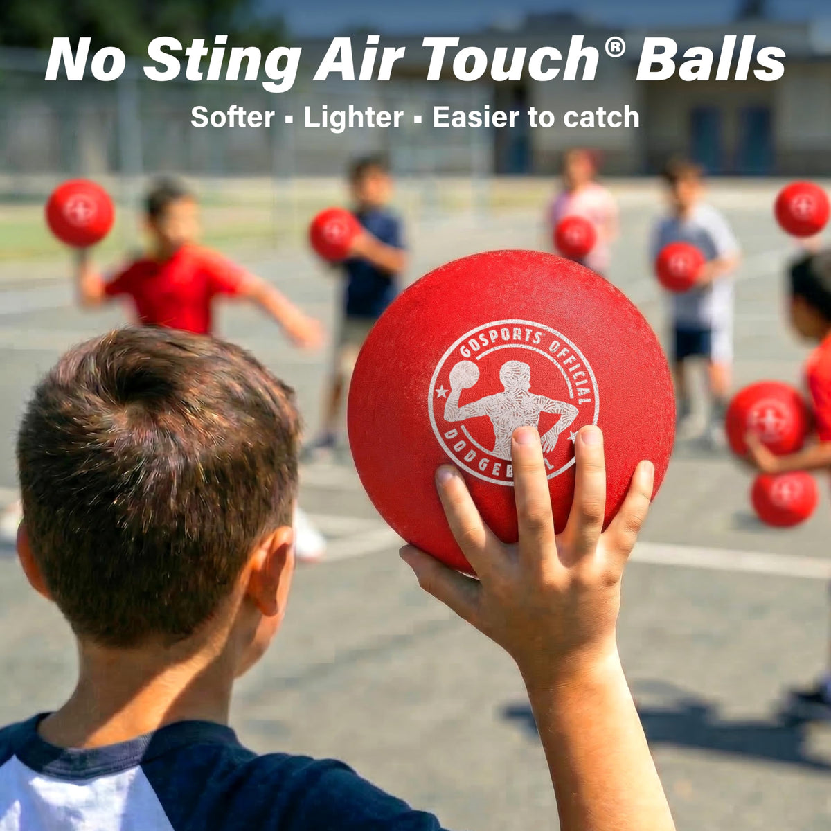 GoSports 7-inch dodgeball close-up showing size and texture for grip.