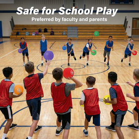 GoSports dodgeball in use during a friendly game for all ages.