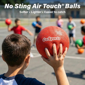 GoSports dodgeball with textured grip for reliable handling during fast games.