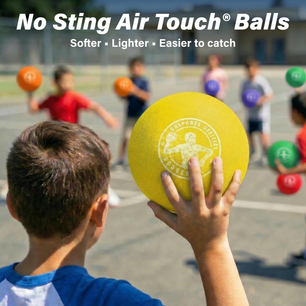 GoSports dodgeball with textured surface for improved grip and control.