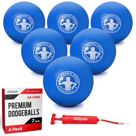 GoSports blue 7-inch dodgeballs with no-sting surface for safer play
