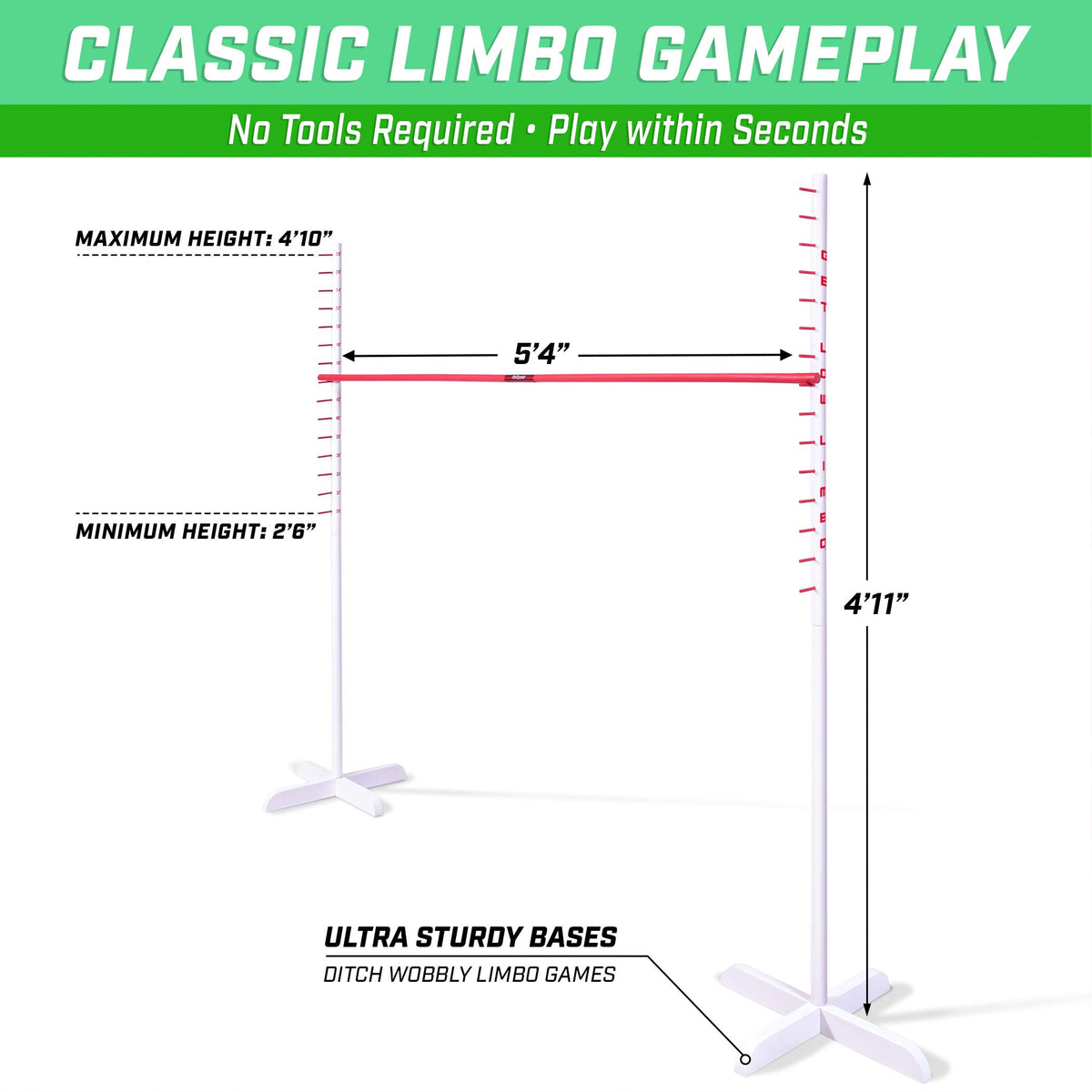 GoSports Get Low Limbo tool-free assembly saves setup time