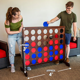 GoSports Giant 4-in-a-Row durable coins withstand energetic party play.
