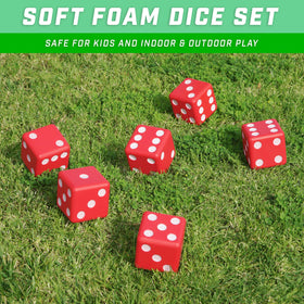 GoSports giant foam dice set with scoreboard demonstrates easy scorekeeping during family game night