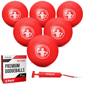 GoSports inflatable dodgeball set with six 7-inch balls for active play.
