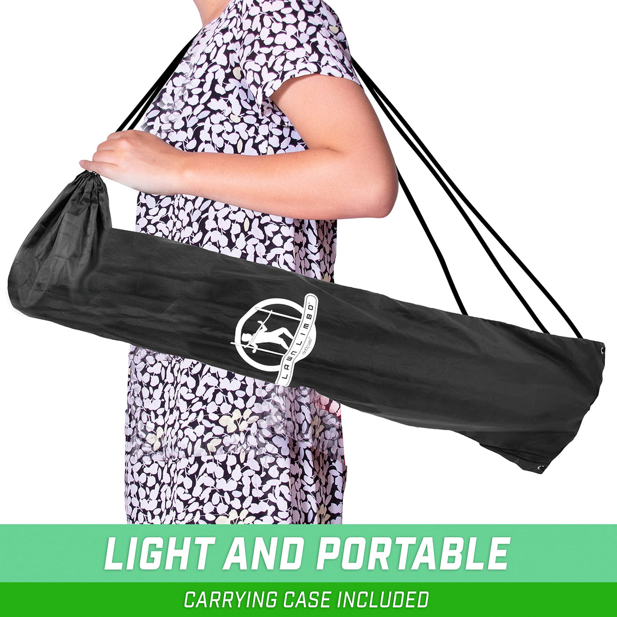 All-weather PVC GoSports Limbo set resists wobble during active games.