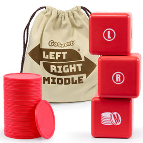 GoSports Left Right Middle giant foam dice for indoor and outdoor play.