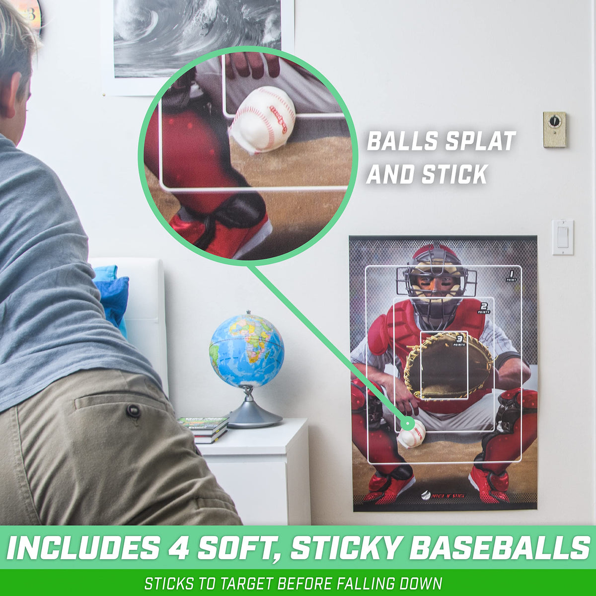 GoSports Pitch N' Stick sticky soft baseballs safe for walls