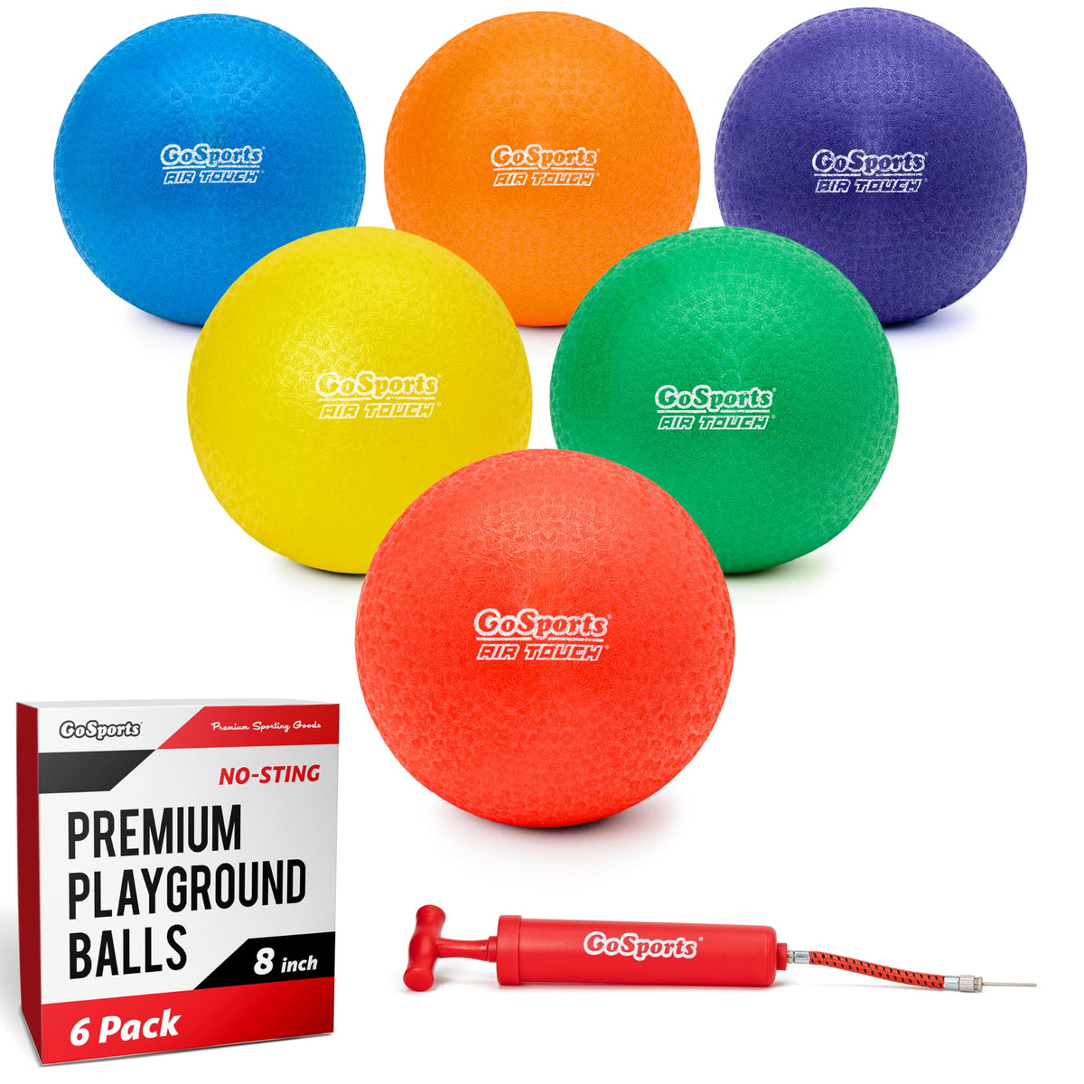 GoSports 6 pack playground balls in 8.5 inch size ready for family games.