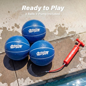 GoSports water basketball 3Pack includes pump for quick inflation and ready-to-play sessions.