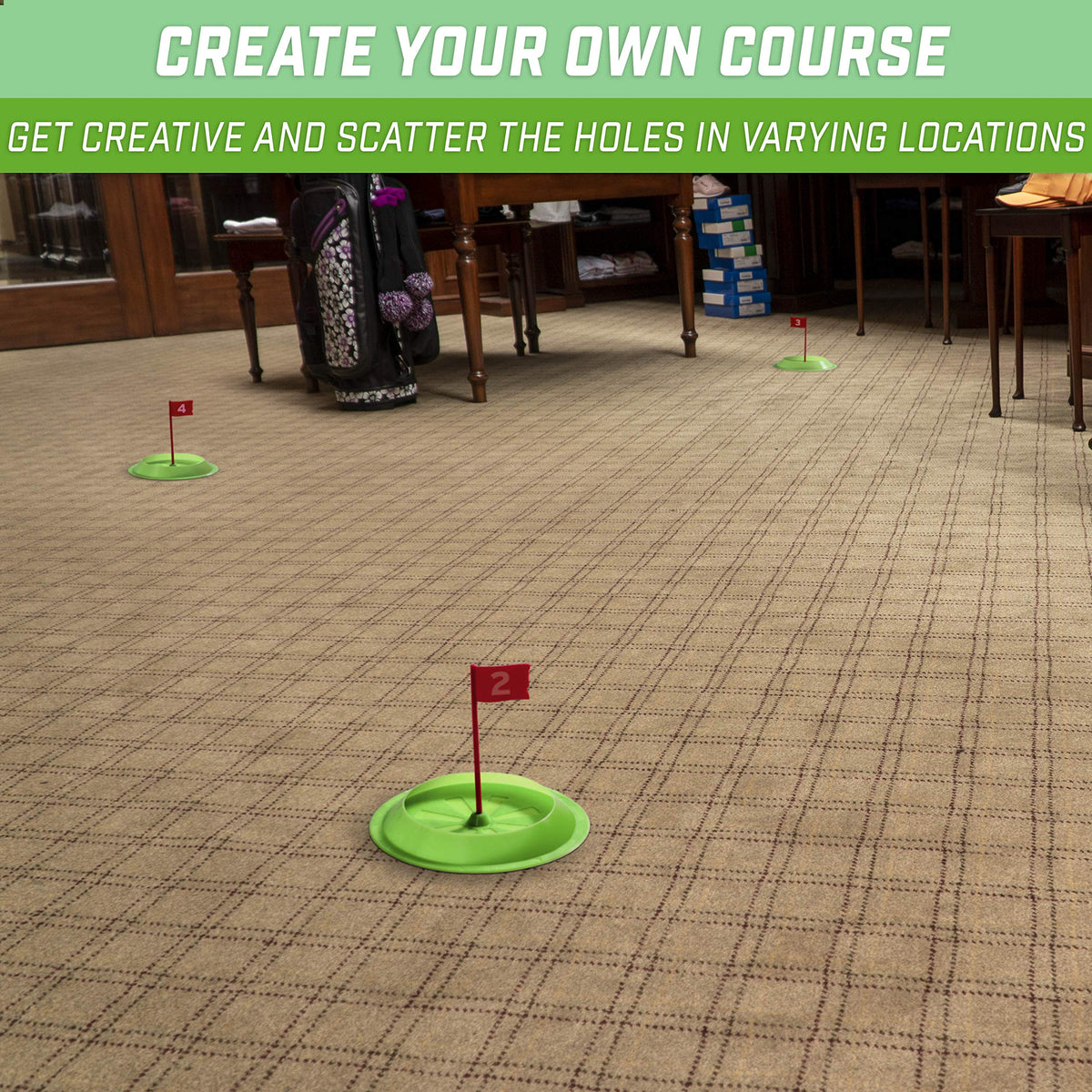 Flat-surface setup works on carpet or patio for flexible play