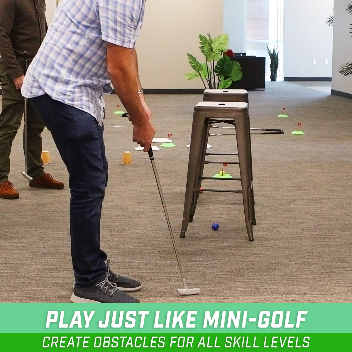 Dry-erase scorecard keeps score across nine holes during play