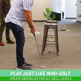 Dry-erase scorecard keeps score across nine holes during play