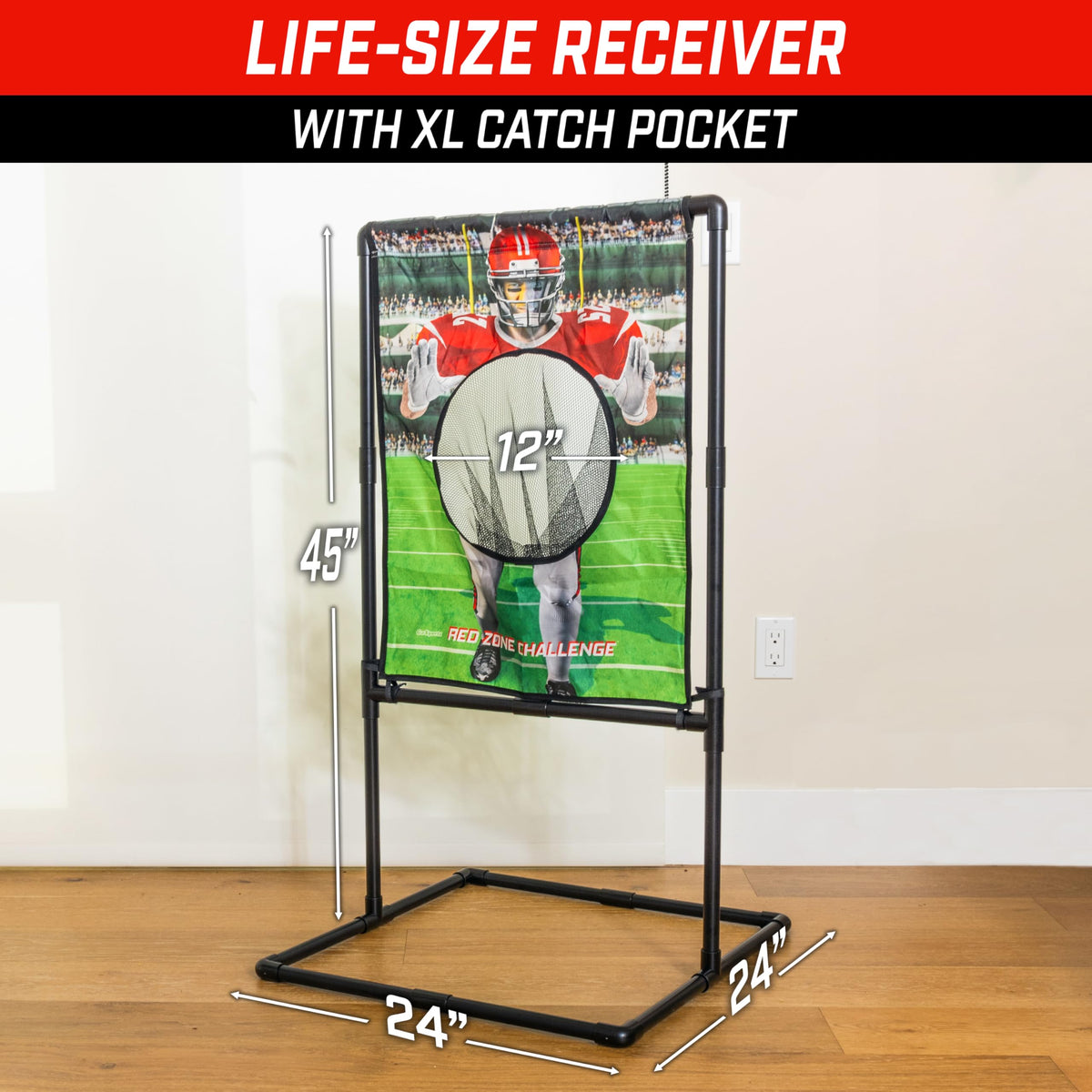 GoSports pump included alongside two inflatable footballs for easy setup