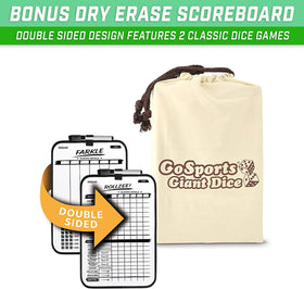 GoSports Rollzee scoreboard dry-erase panel demonstrates quick score tracking during games.