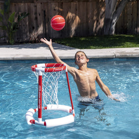 GoSports Splash Hoop 360 durable frame supports energetic pool play.