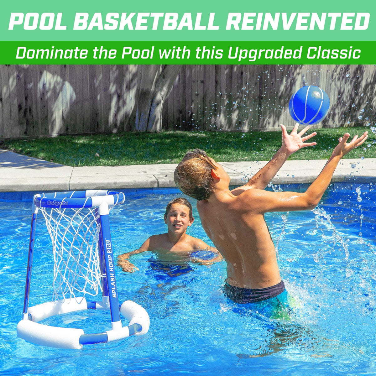 GoSports Splash Hoop 360 floating frame ready for water basketball fun.