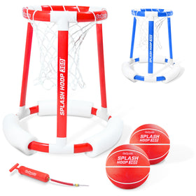 GoSports Splash Hoop 360 overview with floating pool hoop and included gear.