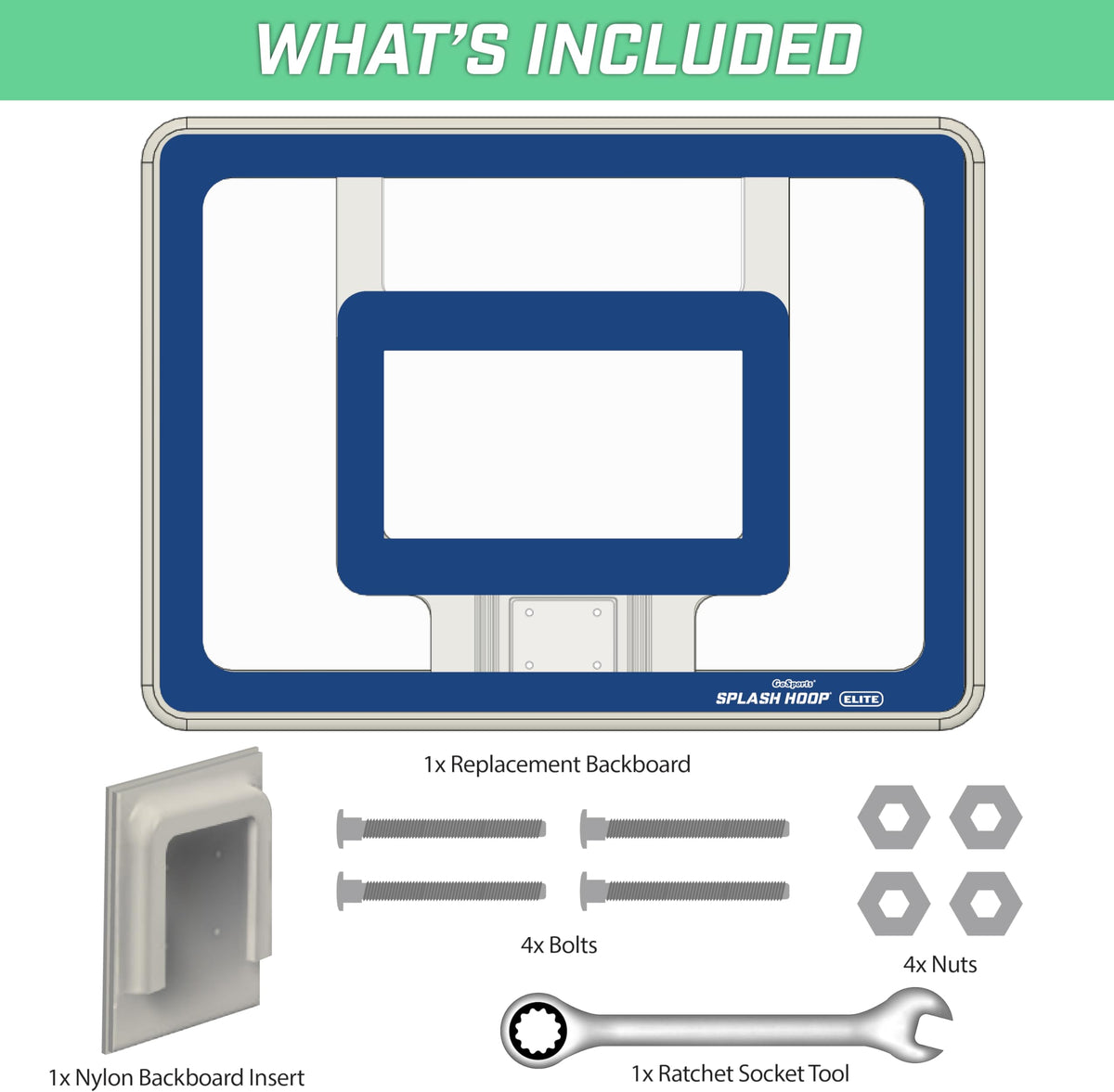 GoSports Splash Hoop Elite backboard close-up shows durable, weather-resistant construction