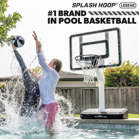 GoSports Splash Hoop LEGEND rim in action for elevated pool basketball