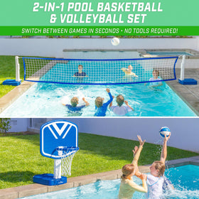 GoSports Splash Hoop net and uprights for quick volleyball transition