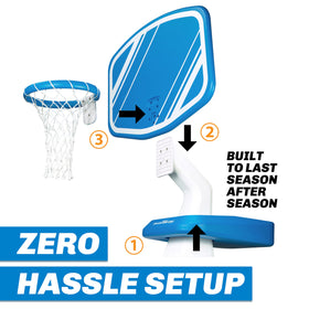 GoSports Splash Hoop Pro includes balls and pump for quick inflation and readiness.