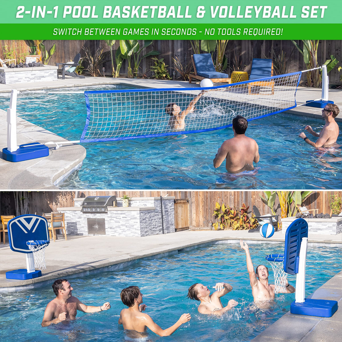 GoSports Splash Hoop PRO hoops in action for exciting pool basketball.