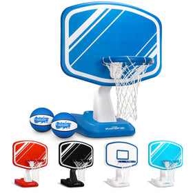 GoSports Splash Hoop Pro poolside setup for endless aquatic hoops and party fun.