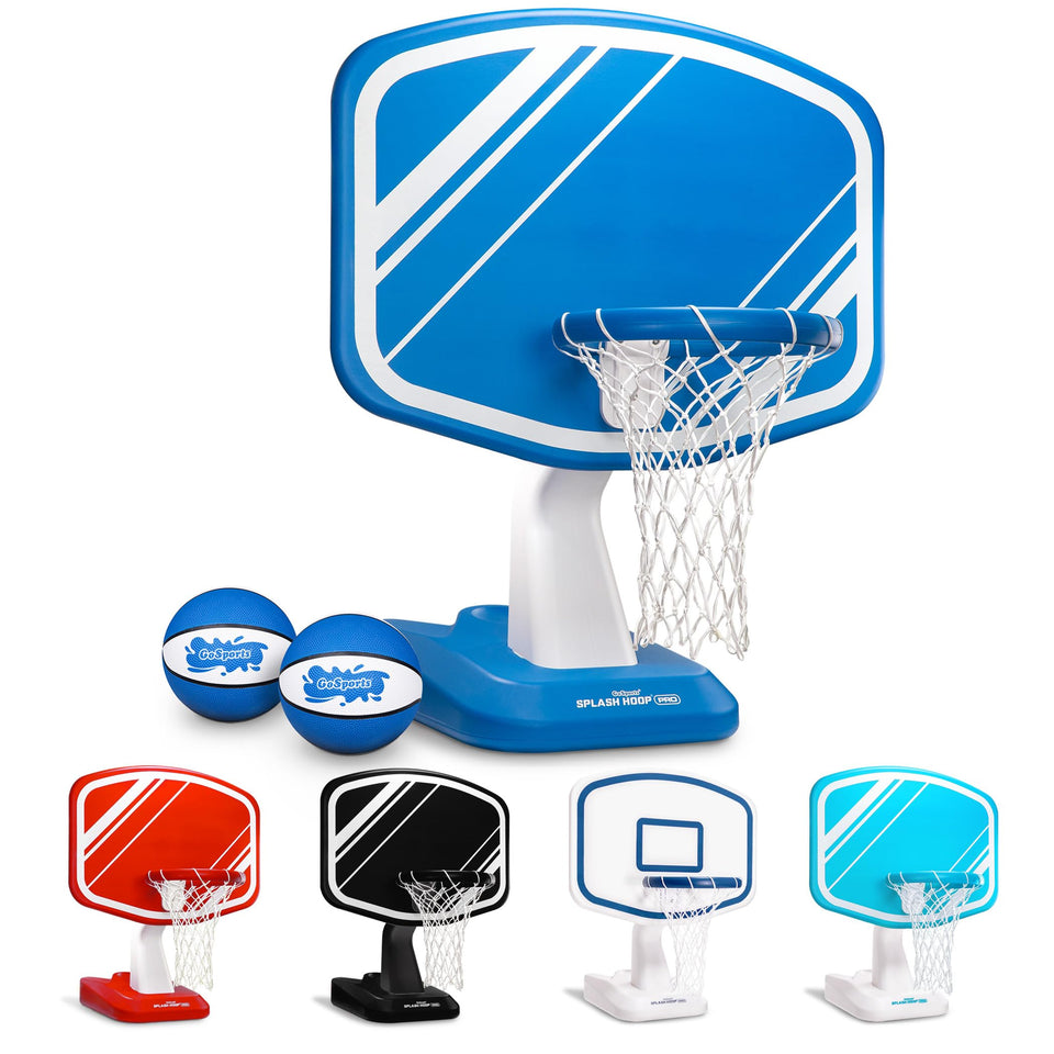 GoSports Splash Hoop Pro poolside setup for endless aquatic hoops and party fun.