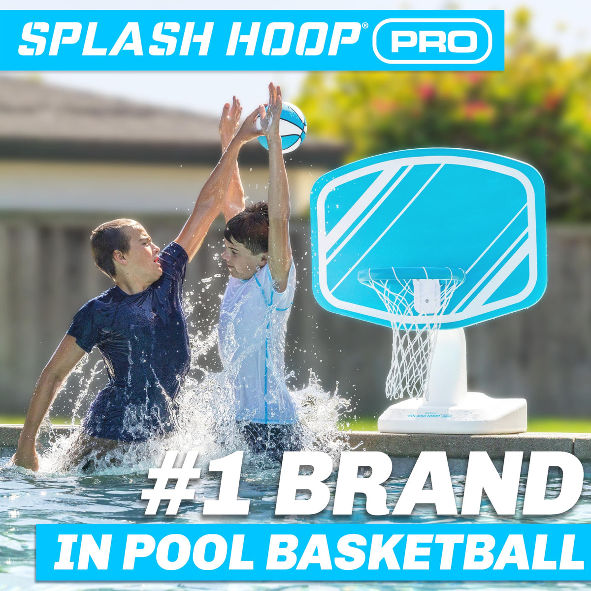 GoSports Splash Hoop PRO rim offers pro-style height for accurate water basketball shots.