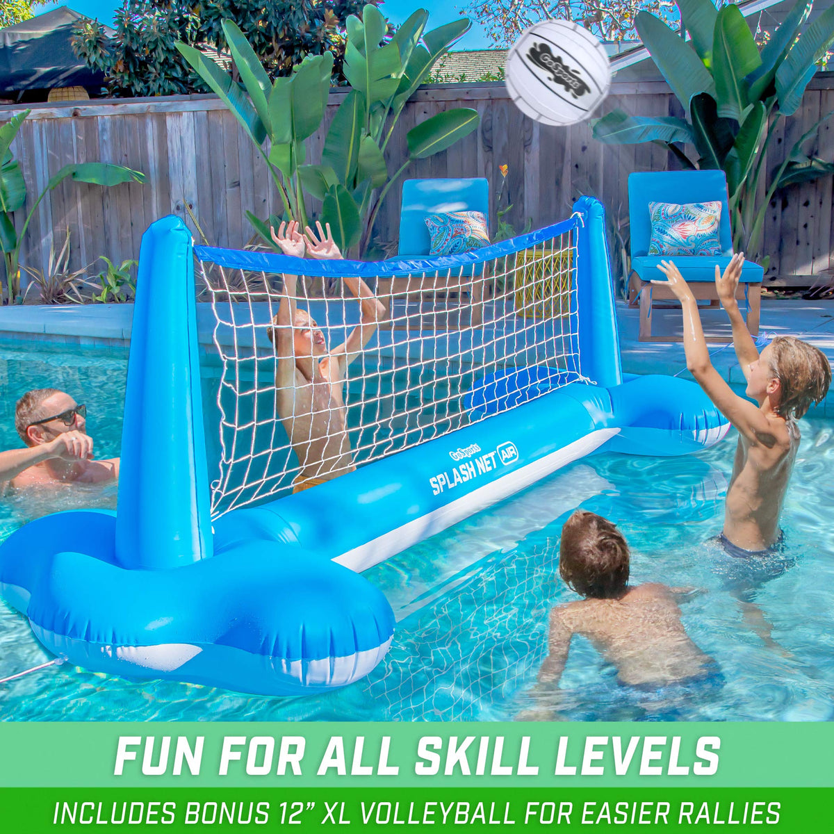 GoSports Splash Net Air standard volleyball included for beginners' play.