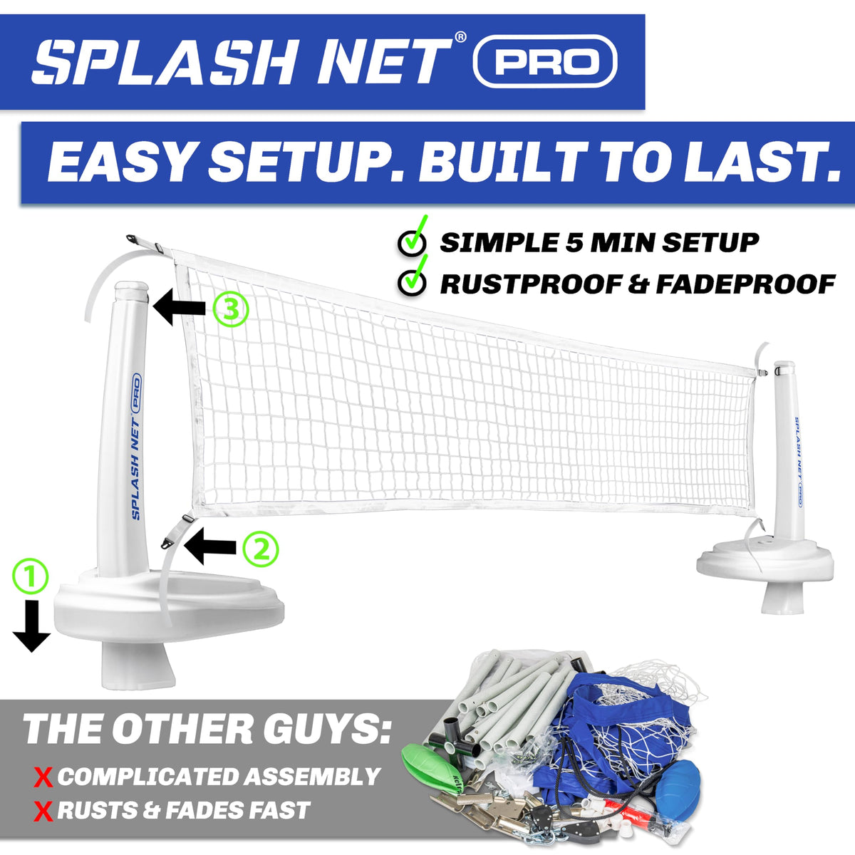 GoSports Splash Net Pro weighted bases keep the net upright