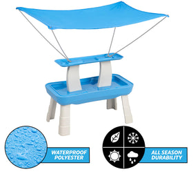 GoSports Splash Station canopy coverage shows 56.8 by 43.6 inches.