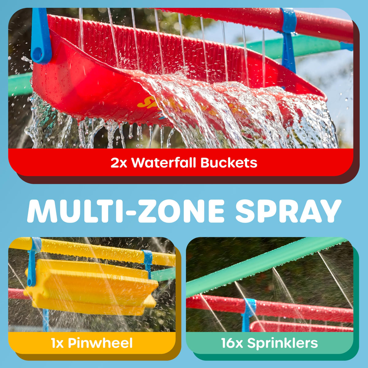 GoSports Splash Station XL pinwheel creates rotating spray thrills for youngsters.