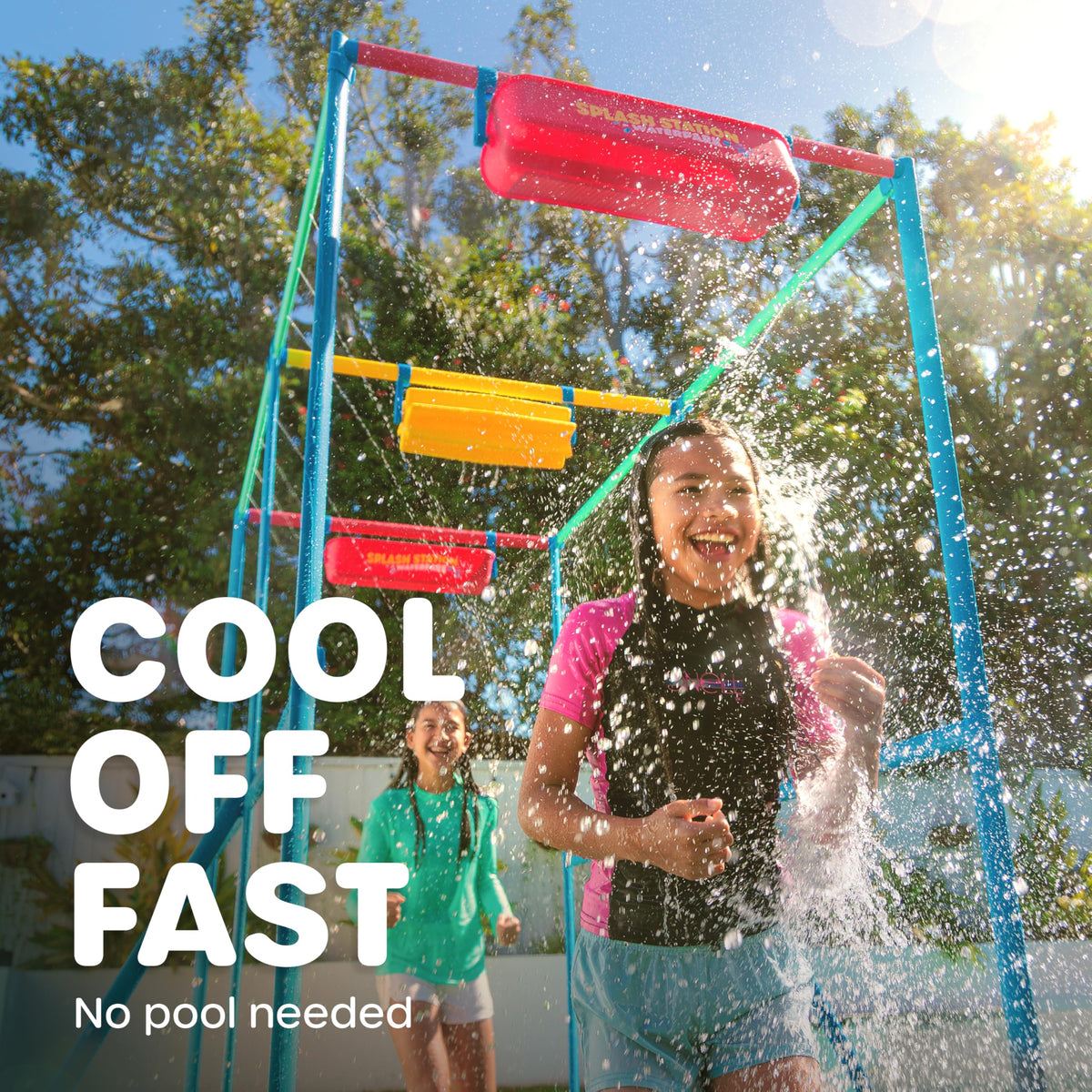 GoSports Splash Station XL tipping buckets add exciting pauses to playtime.