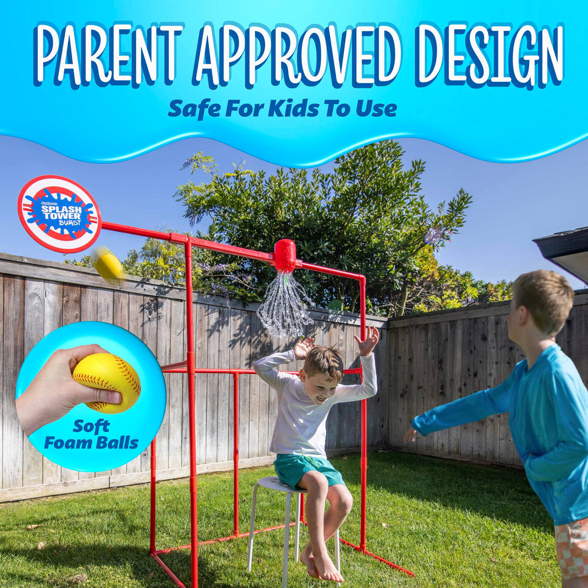 GoSports Splash Tower Burst frame extensions fit taller players for growing families