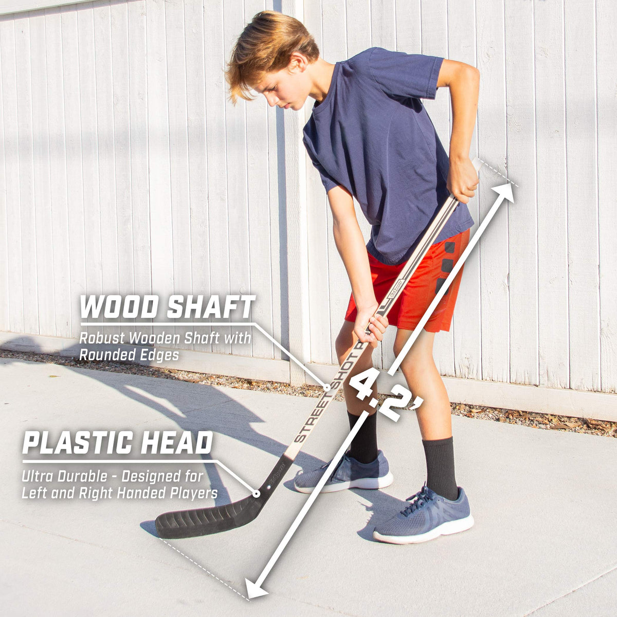 GoSports street hockey set curved sticks for right or left-handed players