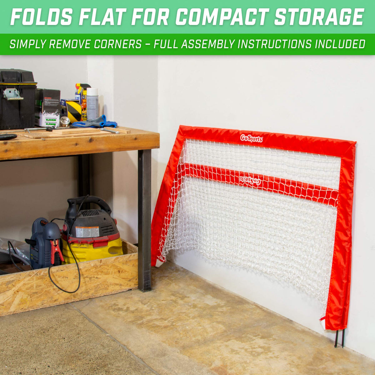 GoSports street hockey set in action outdoors or indoors for versatile play