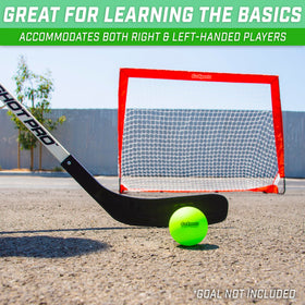 GoSports street hockey sticks and balls set ready for immediate play