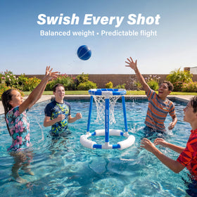 GoSports water basketball durable construction withstands pool play and family fun.