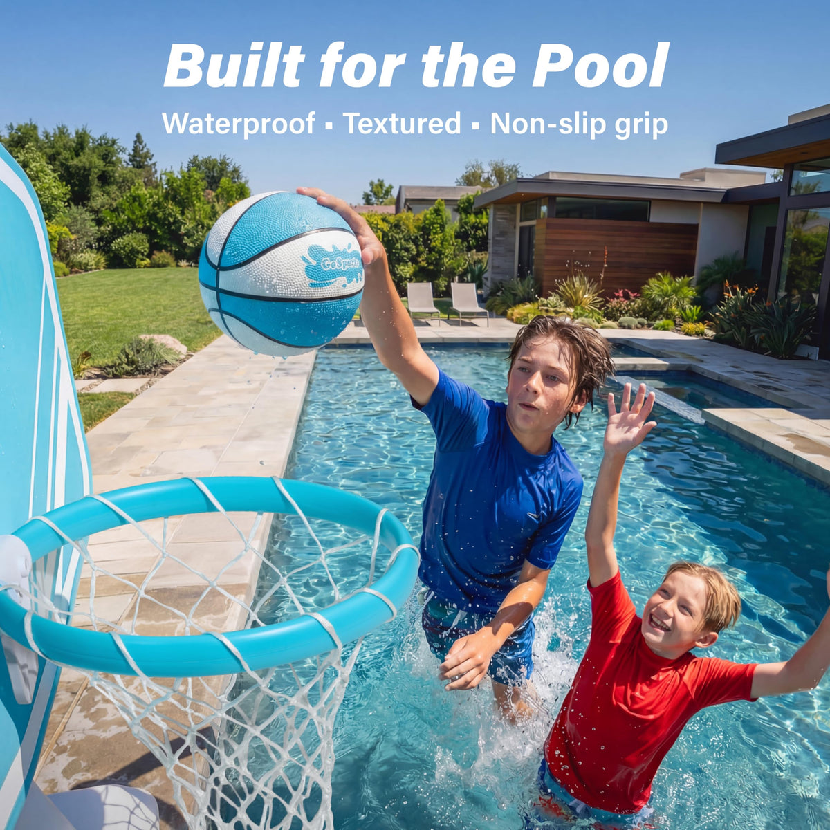 GoSports water basketball pump included for quick inflation.