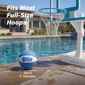 GoSports water basketball includes pump for quick inflation.