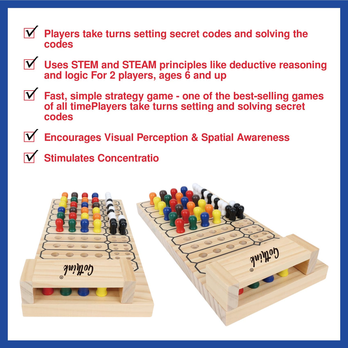 GOTHINK Code Breaker two-player game promotes logical thinking.