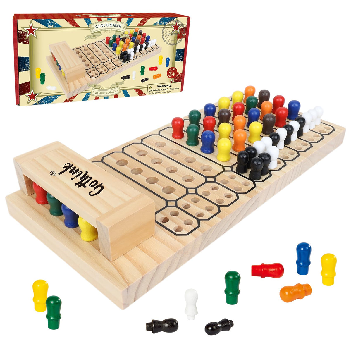 GOTHINK Code Breaker wooden board for two players ready for strategy duels.