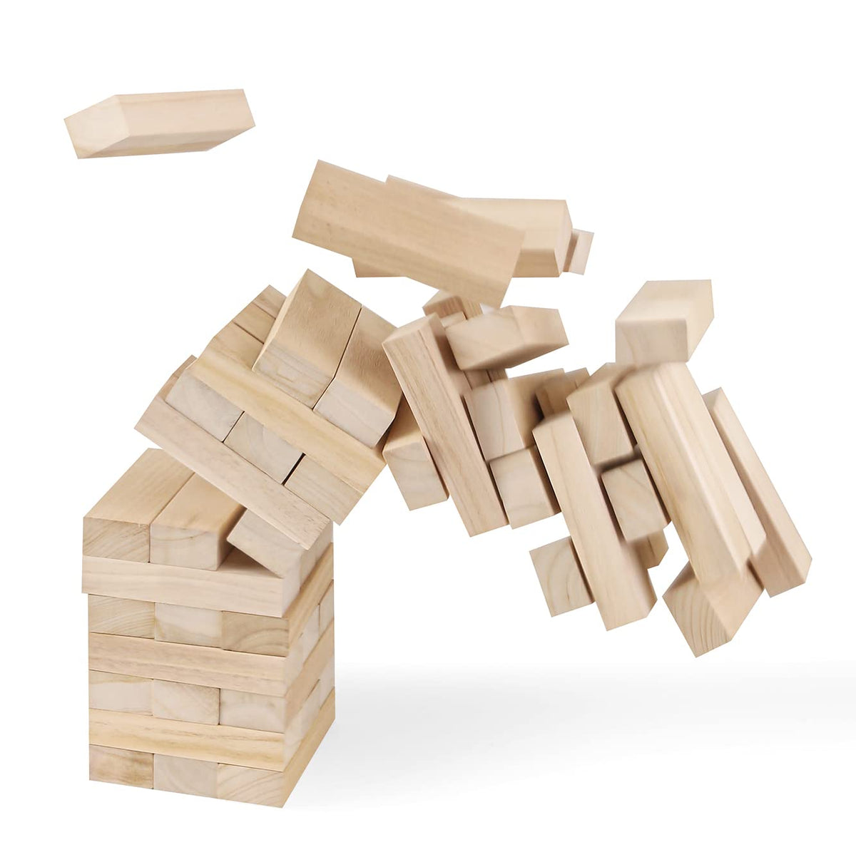 GOTHINK Giant Tumble Tower Closeup shows smooth edges and lightweight blocks for safe handling.