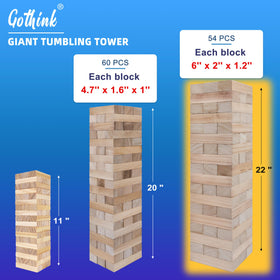 GOTHINK Giant Tumble Tower Eco FSC wood highlights sustainability and responsible sourcing.