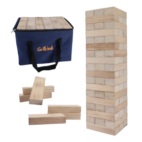 GOTHINK Giant Tumble Tower Assembly demonstrates sturdy blocks for dramatic outdoor play.