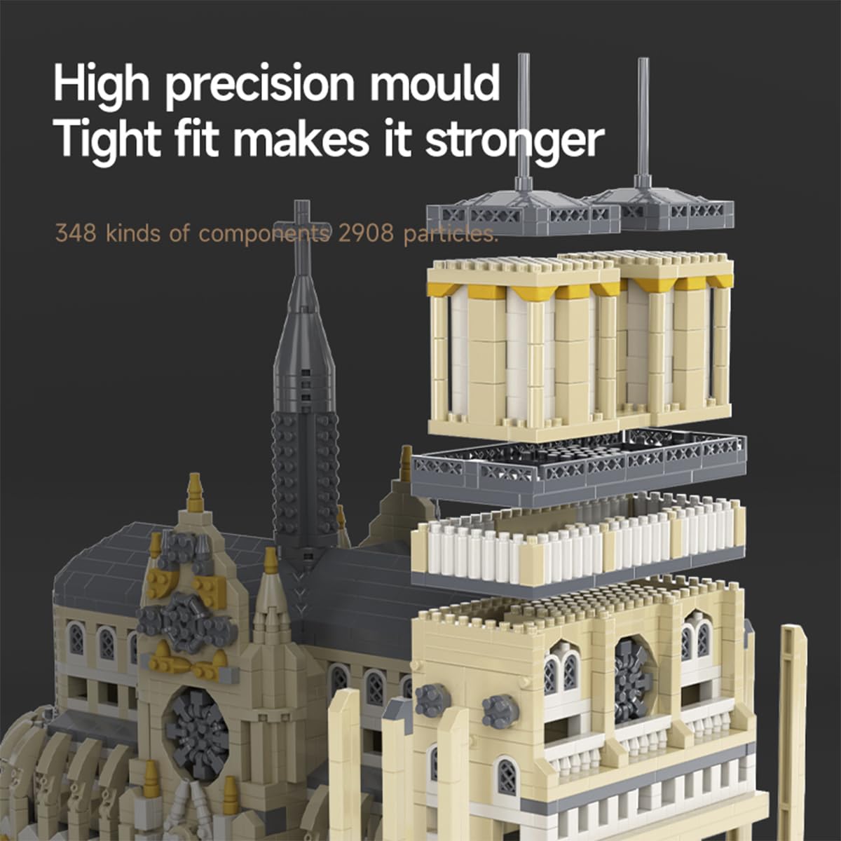 GOTIMON micro Notre Dame model on scale invites careful, satisfying assembly.